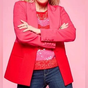 •STUDIO PARK x Shawn Killinger• Pink & Red Colorblock Ponte Blazer Jacket Size M